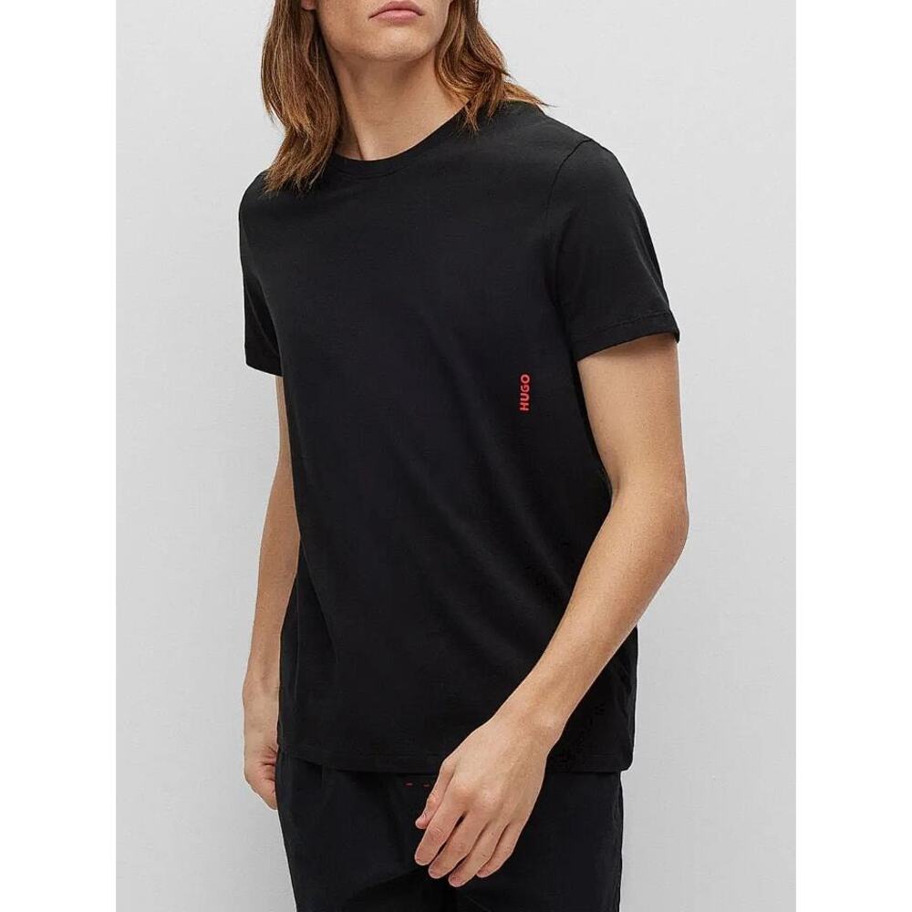 HUGO Men's Cotton Underwear T-Shirts With Vertical Logo In Black